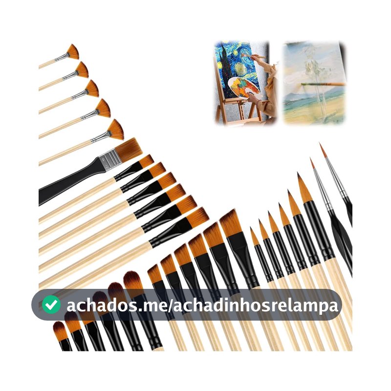 Kit de Pincéis para Pintura 32 Peças Jogo Profissional com Cabos Ergonômicos e Cerdas de Nylon para Pintura em Tela Aquarela Óleo e Acrílico Ideal para Artistas e Estudantes