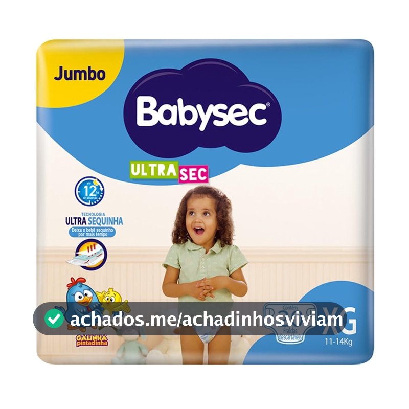 Fralda Babysec Ultrasec Galinha Pintadinha, XG, 20 unidades
