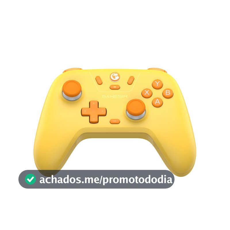 GameSir Nova Lite Controle Bluetooth e Sem Fio 2.4G para PC Windows, Celular Android iPhone, Nintendo Switch e Steam Deck, Gamepad com Hall Effect Anti-Drift, Turbo, Vibração, Dongle USB - Amarelo