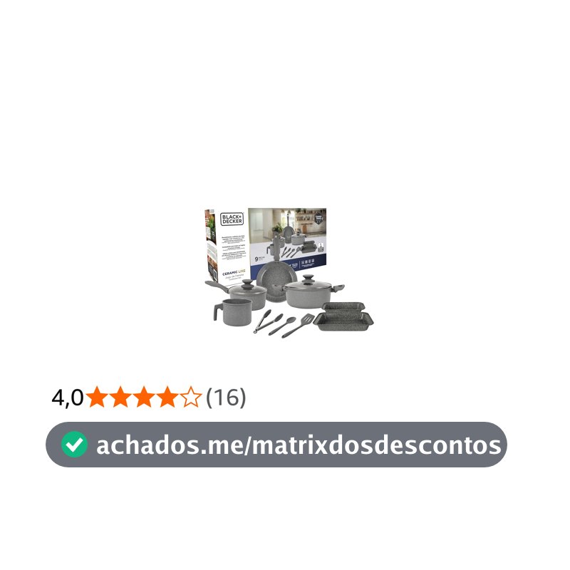 BLACK+DECKER JOGO DE PANELAS 9 PEÇAS CERAMIC LINE - CORPO COM REVESTIMENTO CERÂMICO ANTIADERENTE COM ACABAMENTO MARMORIZADO GREY MARBLE, BASE COMPATÍVEL COM INDUÇÃO