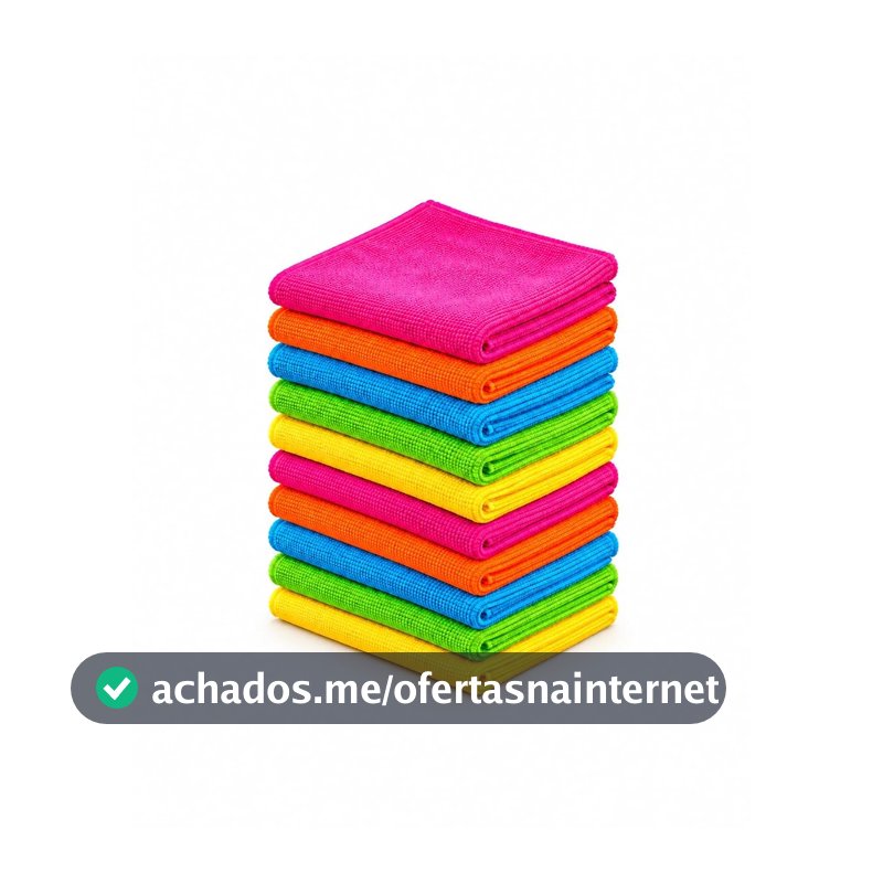 Kit 10 Panos de Microfibra Coloridos 30 x 30 cm para Limpeza da Casa, Cozinha, Móveis e Bancadas, Multiuso, Laváveis e Reutilizáveis