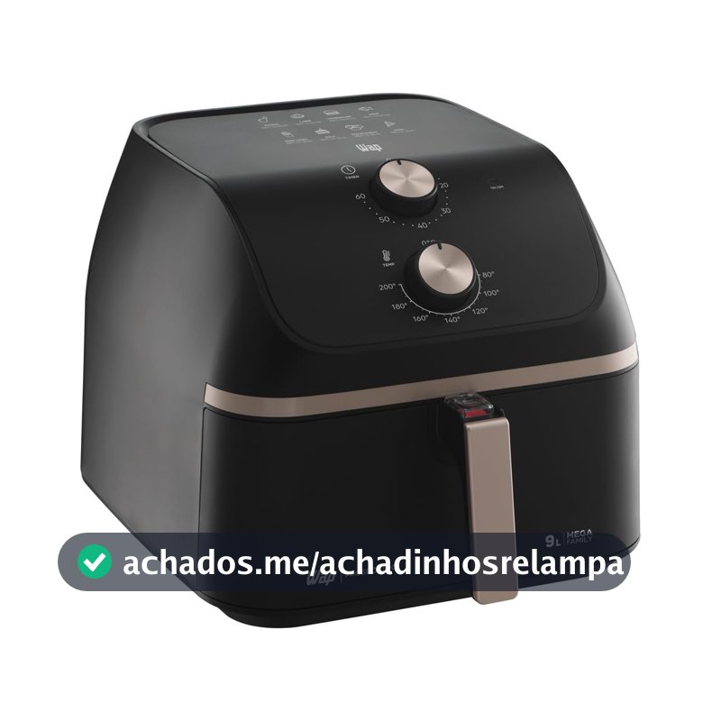 WAP Fritadeira Air Fryer MEGA FAMILY 9 Litros com Cesto Amplo e Circulação de Ar 360°, Timer Sonoro 1900W 127V