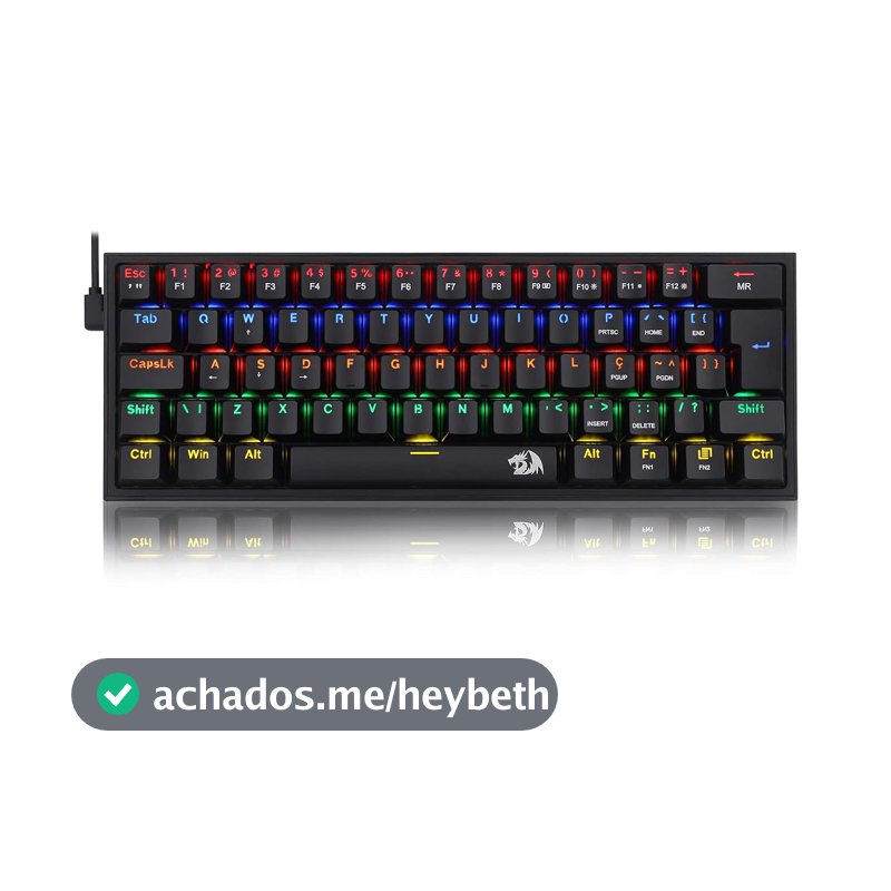 Teclado Mecanico Gamer Fizz Rainbow Preto Switch Marrom