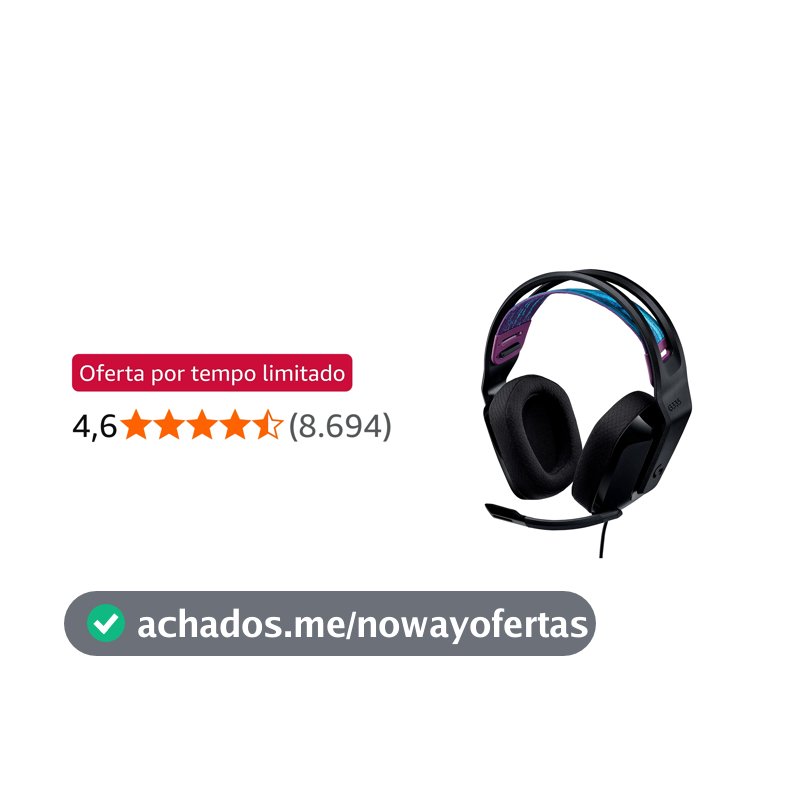 Headset Gamer Logitech G335 com Almofadas com Espuma de Memória, Design Leve e Conexão 3,5mm para PC, PlayStation, Xbox, Nintendo Switch e Mobile - Preto