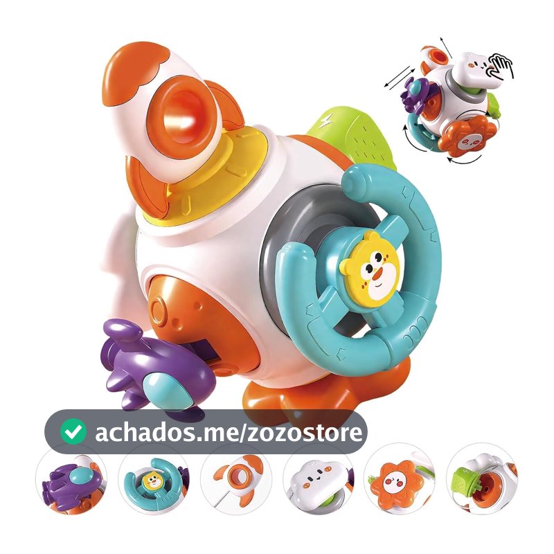 Brinquedo Sensorial Montessori para Bebê 6M+, 6 Atividades, Sem Pilhas