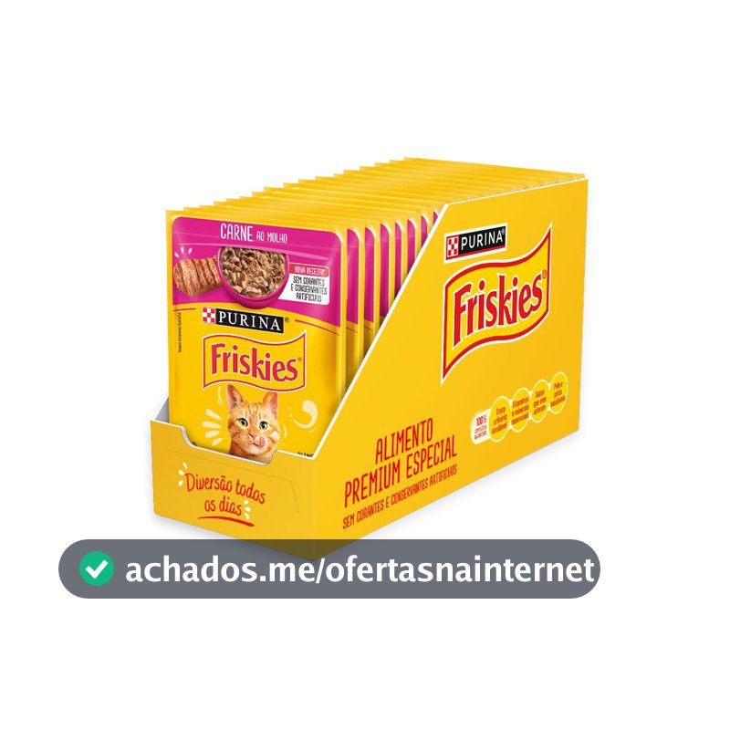 Pack Nestlé Purina Friskies Ração Úmida Para Gatos Adultos Carne Ao Molho - Com 15 Sachês 85g