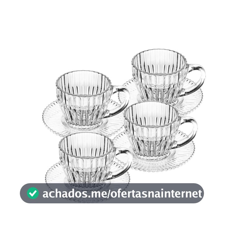 WOLFF - Conjunto 4 Xícaras de Café de Cristal Imperatriz 110ml