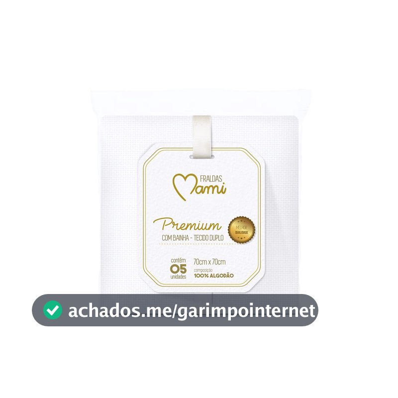 Fralda Premium Mami C/Bainha para Bebê 70cm X 70cm Contém 05 Un