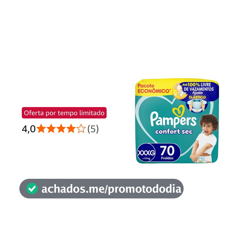 Fralda Pampers Confort Sec Tamanho XXXG, 70 Unidades