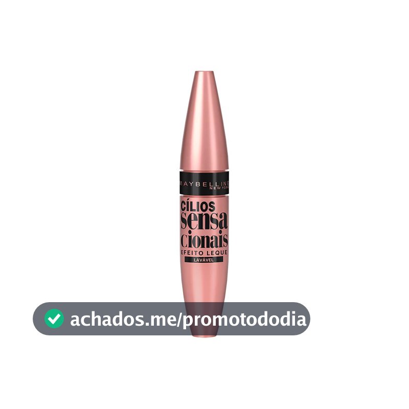 Maybelline NY Cílios Sensacionais Máscara de Cílios Lavável, Efeito Leque com Volume e Definição, Longa Duração e Não Empelota, Cor Preto Intenso, 9,5ml