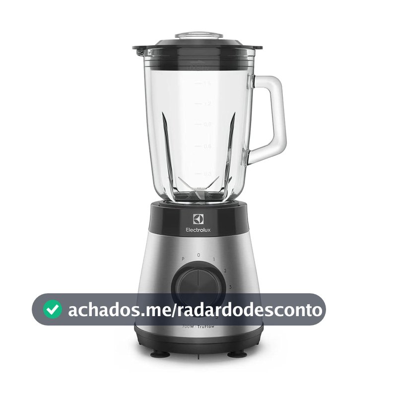 Liquidificador Electrolux inox jarra de vidro resistente capacidade 1,5L 5 velocidades função pulsar 700W EBS30 220v