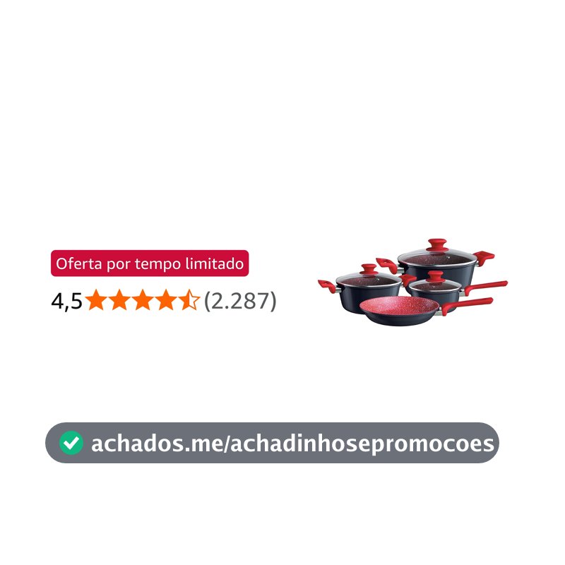 Euro Home - Conjunto de Panelas 4 peças de Alumínio com Antiaderente ColorStone Titânio - ALU8709-TI