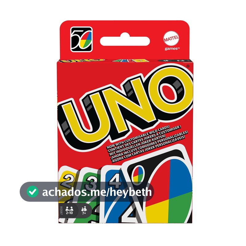 Kit de Cartas UNO Clássico Mattel com 108 7 Anos ou Mai, Multicolorido
