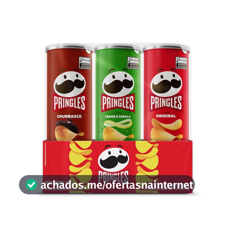 Pringles Pack Promo Salgadinho de Batata Frita 3 Sabores - Original, Creme e Cebola e Churrasco