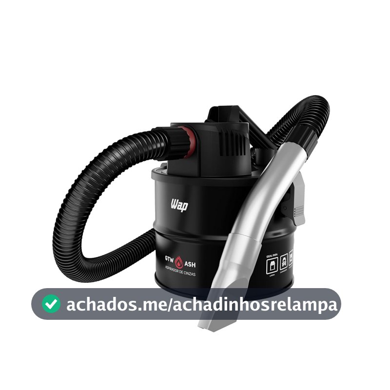 WAP Aspirador de Cinzas Frias GTW ASH para Churrasqueira, 4 Litros, Revestido em Aço Resistente, 120mbar 1400W 127V
