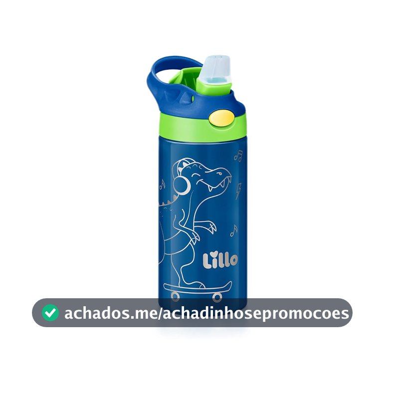 Garrafa Infantil de Inox Dinossauro com bebedor silicone 350 ml Lillo
