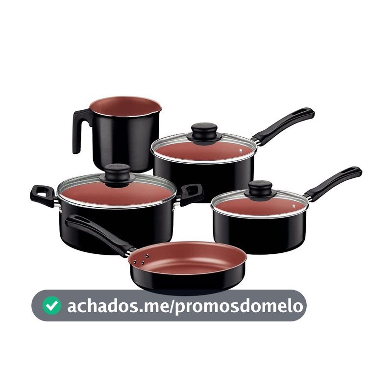 Tramontina JOGO DE PANELAS 5 PCS CARIBE PRETO - SORTIDOS DE ALUMINIO COM REV ANTIADERENTE E POLIESTER