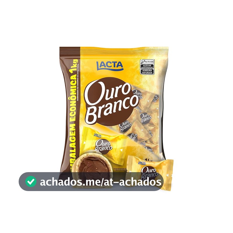 Lacta Ouro Branco - Wafer Recheado Sabor Chocolate Branco Pacote 1kg