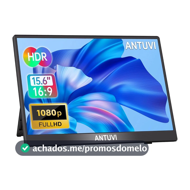 ANTUVI Monitor Portátil 15.6'', 1080P, MINI Segunda de Notebook Extensor De Tela, Ultra-Slim e portátil, com alto-falante de pé, Adequado para Viagens, Casa, Trabalho/Jogos