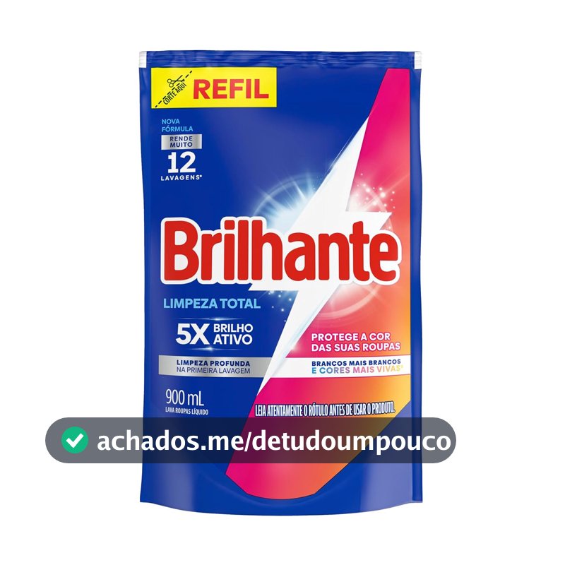 Brilhante Sabão Liquido Limpeza Total Refil 900 Ml
