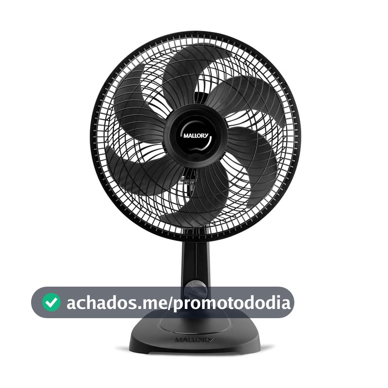 Ventilador de Mesa Mallory Turbo Compact 30 cm, Silencioso, Hélice de 6 pás, Grade Especial em Sistema TS, Máxima Vazão e Mínimo Ruído -127V