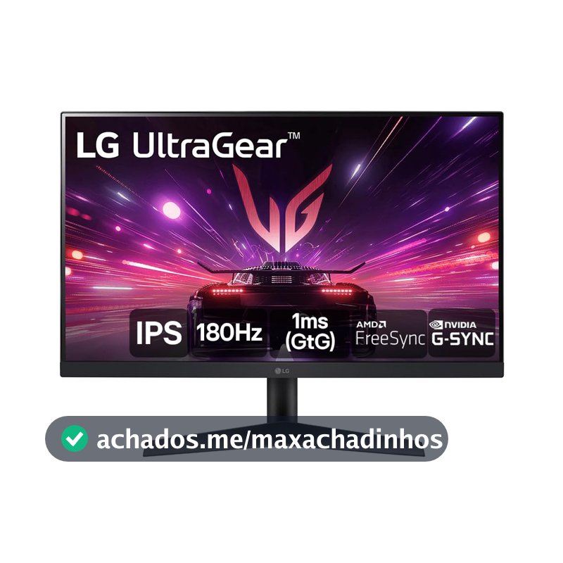 Monitor Gamer LG UltraGear 24” IPS, Full HD, 180Hz, 1ms (GtG), HDMI, DisplayPort, HDR10, sRGB 99%, NVIDIA® G-SYNC®, AMD FreeSync™, Preto - 24GS60F-B