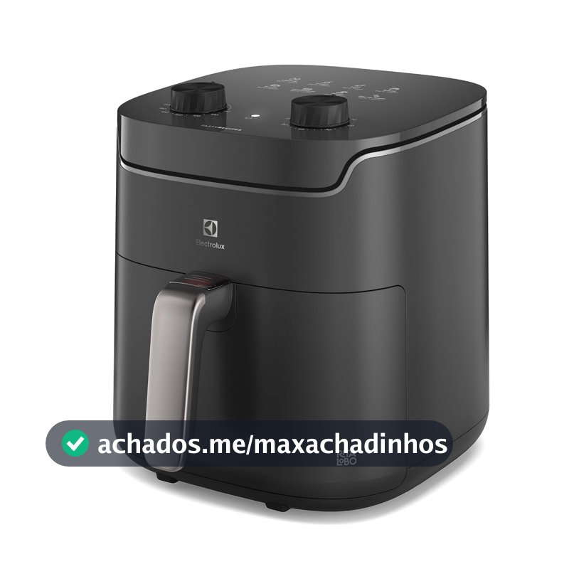 Electrolux Air fryer Fritadeira Elétrica sem oleo Rita Lobo 5,8L 8 receitas pré-sugeridas timer 60 minutos desligamento automático cesto removivel dupla camada antiaderente 1400W EAF40 220v Cinza
