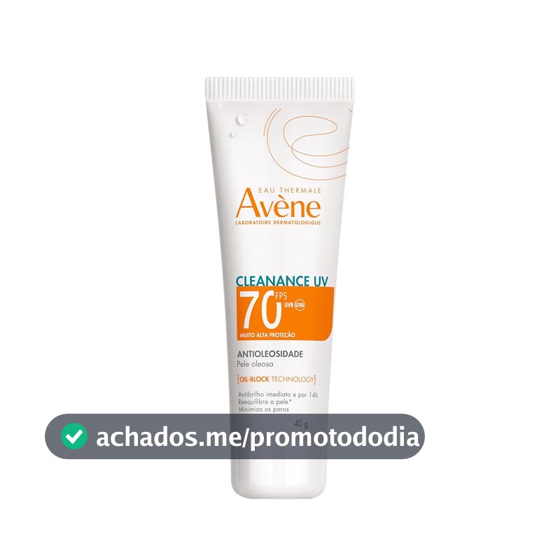 Avène Cleanance UV Protetor Solar Facial Antioleosidade FPS70 com Tecnologia Oil-Block que Controla Brilho por 14h, Minimiza Poros e Tem Absorção Imediata, 40g