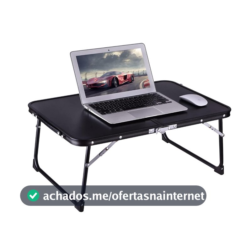 Mesa dobrável para laptop com armazenamento oculto, bandeja de cama portátil com pernas dobráveis para estudar, ler, trabalhar, café da manhã e piquenique, mesa de colo para sofá, chão e uso ao ar