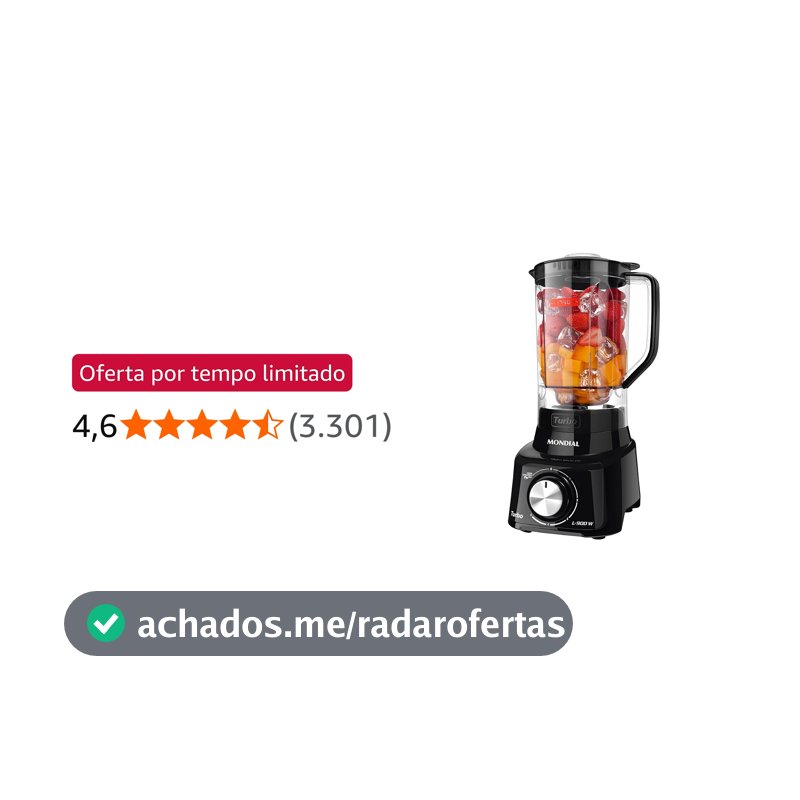 MONDIAL Liquidificador Turbo Full, Preto, 900W, 220V - L-900 FB