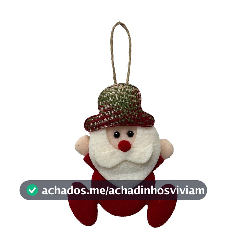 Rio Master Pendente Papai Noel Sentado com Chapéu Xadrez