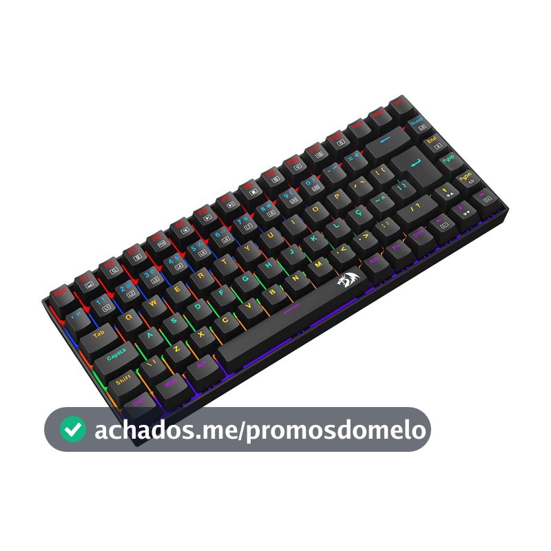 Teclado Mecânico Gamer Redragon Phantom Iluminação Rainbow Preto 75% Switch Brown K629-KB (PT-BROWN)