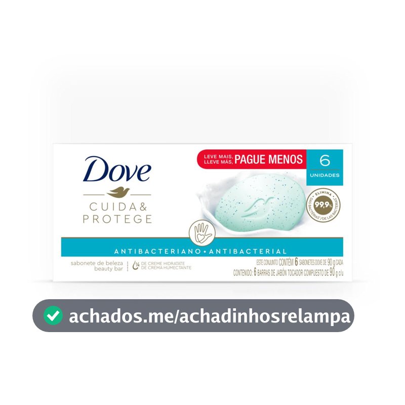 Sabonete em Barra Dove Cuida e Protege, 90g, Pack com 6 Unidades