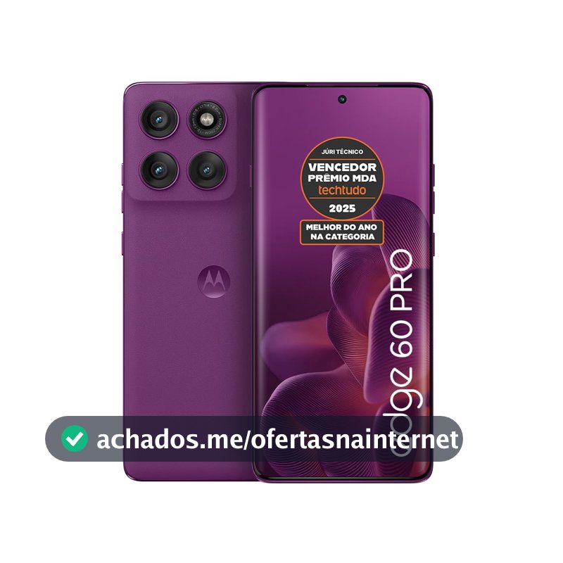 Smartphone Motorola Edge 60 PRO 5G - 256GB 12GB RAM+12GB Ram Boost Tela Quad-Curve moto AI 50MP Sony Camera ultrarresistencia militar IP68 + IP69 - Violeta