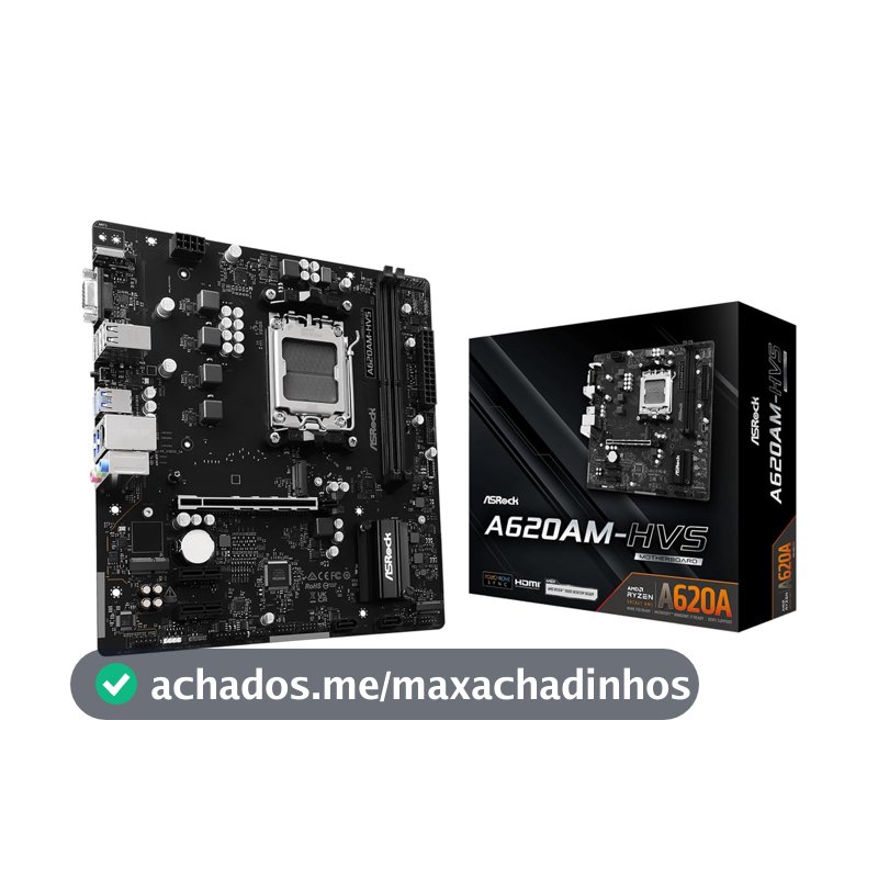 Placa Mãe Asrock A620AM-HVS (AM5/2xDDR5/HDMI/VGA/M.2/USB 3.2)