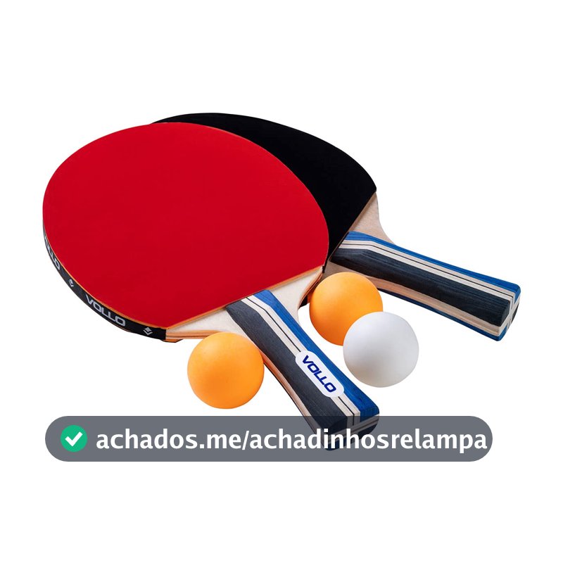 Vollo Kit Tênis de Mesa 2 Raquetes + 3 Bolas