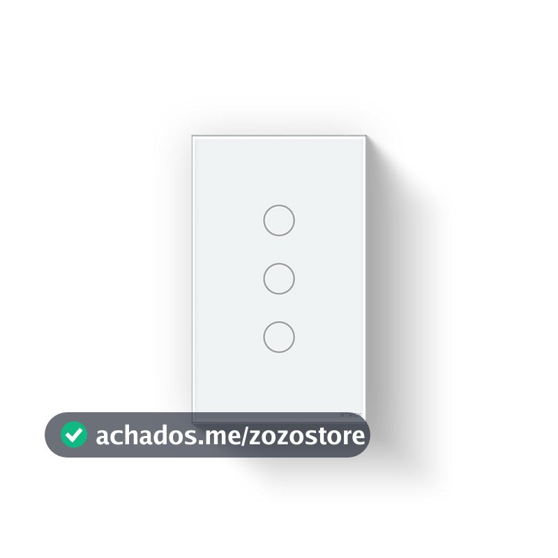 Steck, Interruptor 4X2" 3 Módulos Touch Branco Wi-Fi, Ambiente Conectado, SINT3B1