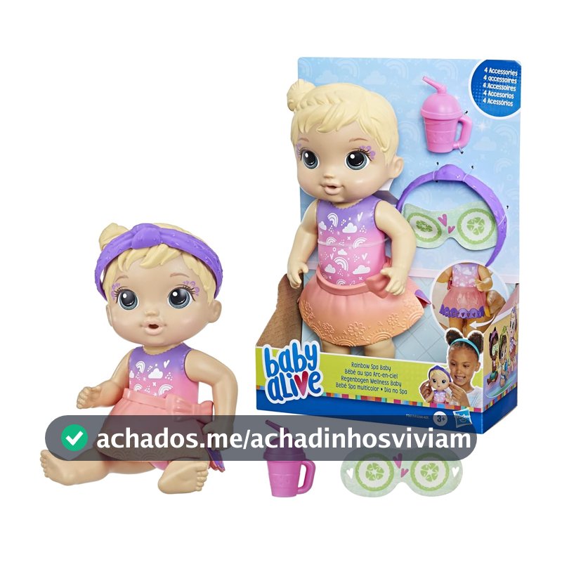 Baby Alive, Boneca, Dia no Spa - Cabelos Loiros, Inclui Máscara e Mamadeira, 22,5 cm - A partir de 3 Anos