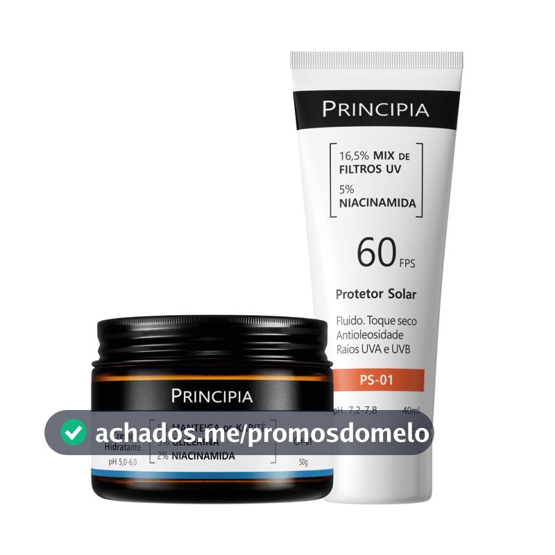 Principia Kit Dupla Diária Todo Tipo de Pele c/Protetor Solar Facial PS-01 FPS 60 + Creme Hidratante CH-01