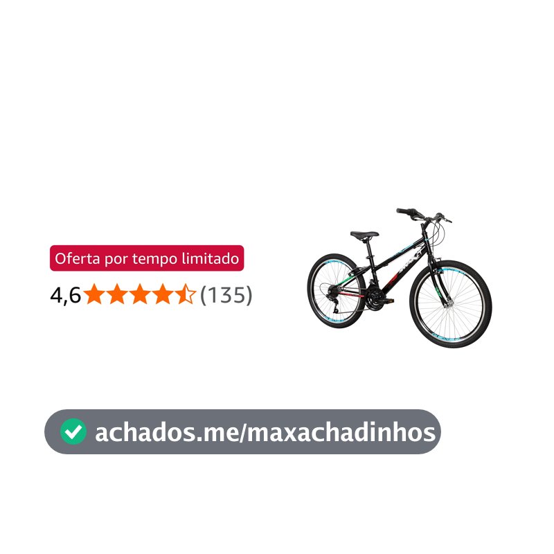Bicicleta Caloi Max Aro 24, 21 Marchas, Grip Shift, Freio V-Brake, Aros de Alumínio Parede Dupla, Passeio e Lazer