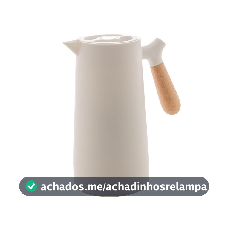 WOLFF - Garrafa Térmica de Plástico com Cabo de Madeira Nórdica 1L Branca - Mesa Posta - Itens Para Casa - Utensílios de Cozinha - Perfeita Para Café e Chá