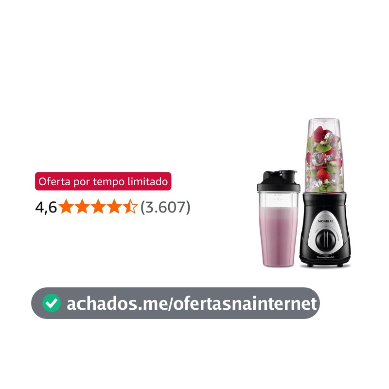 MONDIAL Personal Blender 220V, Preto/Cinza - DG-01