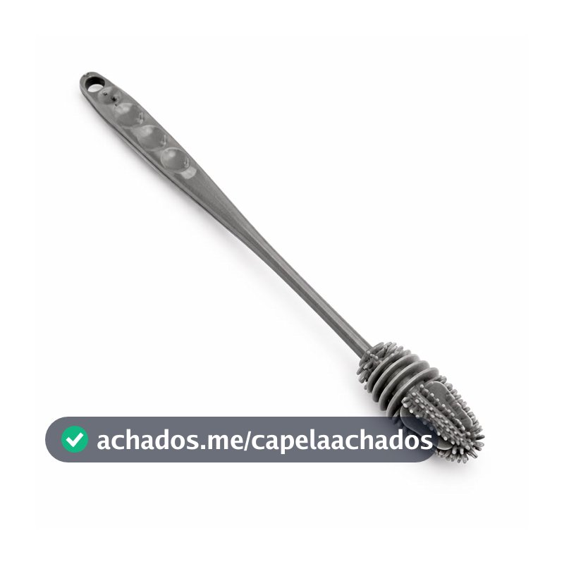 Escova de Silicone com Cabo Longo para Garrafas e Mamadeiras, Flexível, Higiênica, Não Risca, Alta Durabilidade (1, CINZA V2)