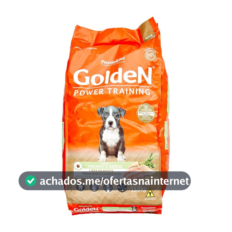 Ração Golden Power Training Filhote para Cães Sabor Frango e Arroz, 15kg Premier Pet Para Todas Grande Filhotes,