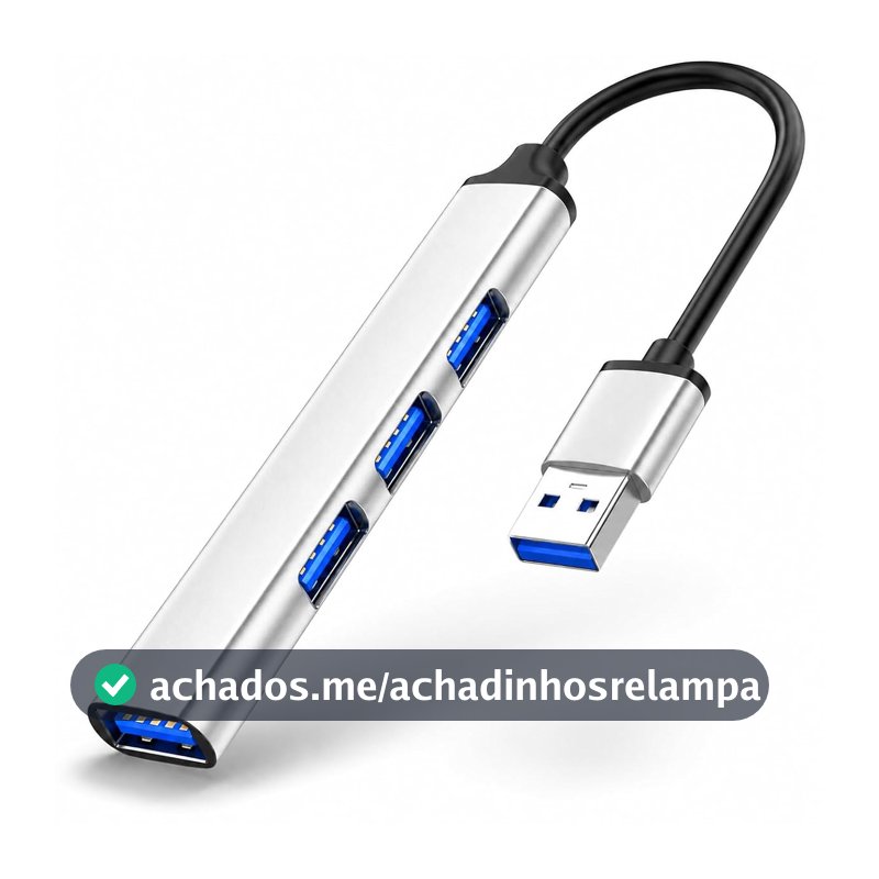 Hub USB 3.0 4 Portas Alta Velocidade 5Gbps em Alumínio