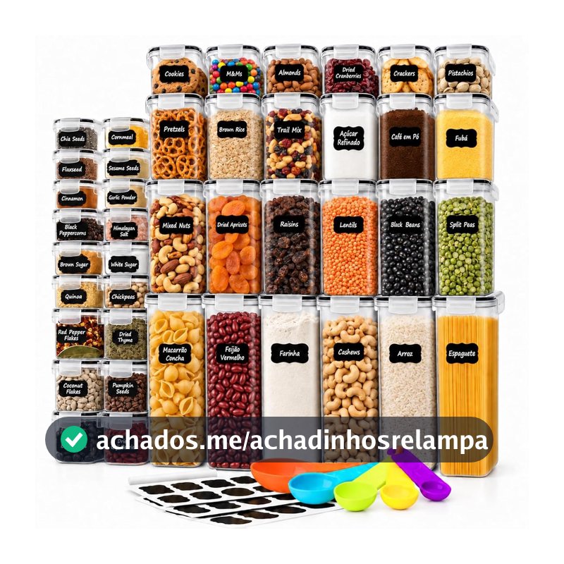 Kit 42 Potes Herméticos Porta Mantimento Organizadores Despensa Cozinha