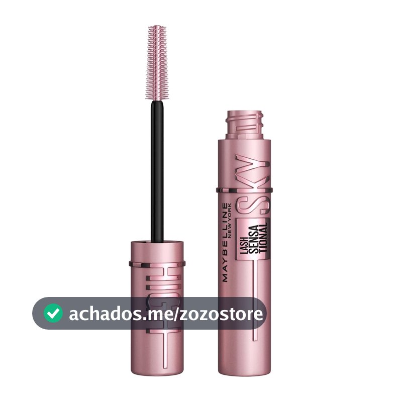 Maybelline NY Lash Sensational Sky High Máscara de Cílios Lavável, Escova Flexível, Alongamento Sem Limites com Extrato de Bambu e Fibras, Impacto de Todos os Ângulos, Preto 7,2ml