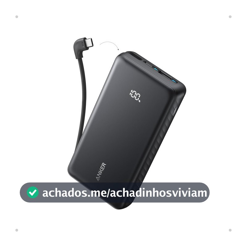 Anker Zolo Power Bank 20.000mAh, Carregador Portátil, Cabo USB-C Integrado
