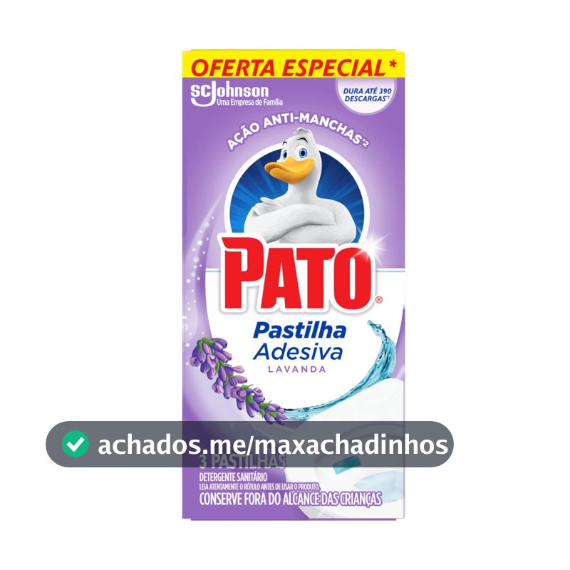 Pato Desinfetante Pastilha Sanitária Adesiva Lavanda, 3 unidades