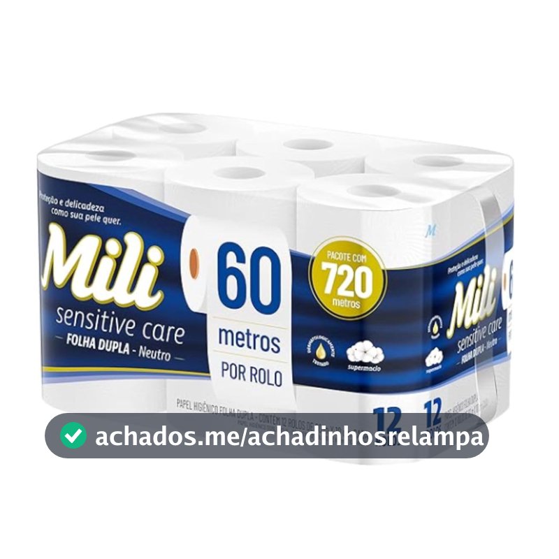 Mili Papel Higiênico Folha Dupla 12Rolos 60 Metros